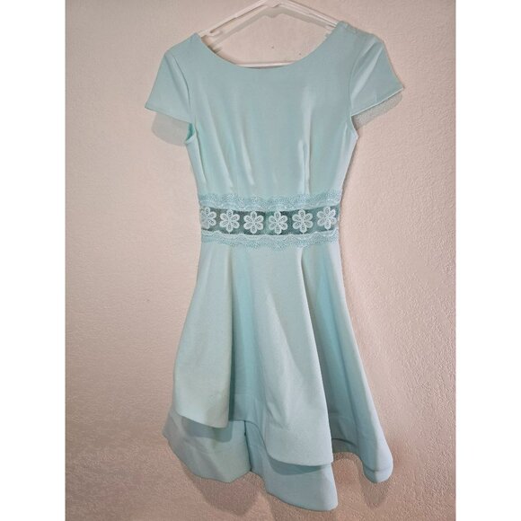 B. Darlin Seafoam Green Mini Apron Dress Size 3/4 Beautiful Elegant - Picture 9 of 9